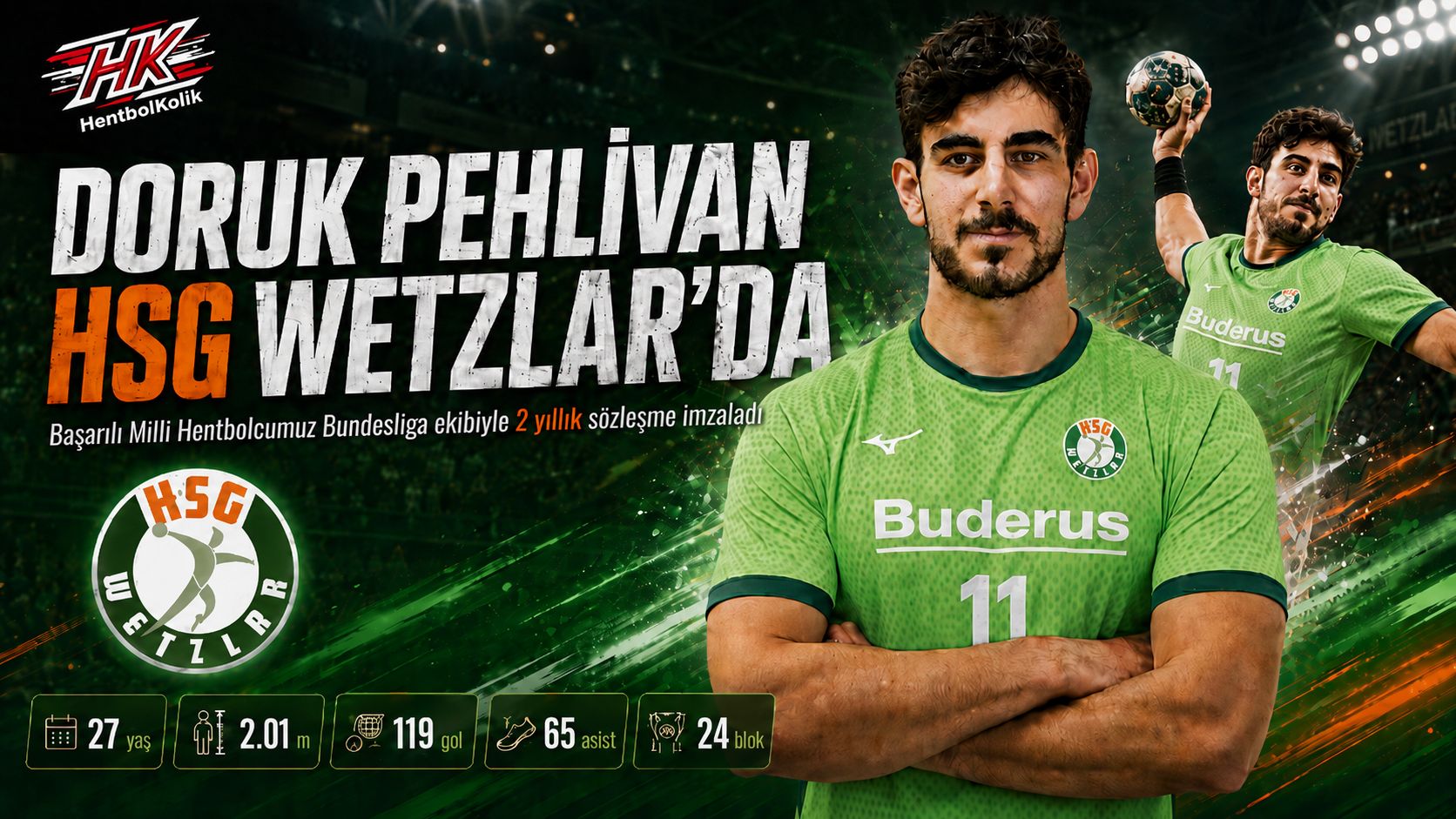 Başarılı Sol Oyun Kurucu Doruk Pehlivan, HSG Wetzlar'da Bundesliga'ya Dönüyor