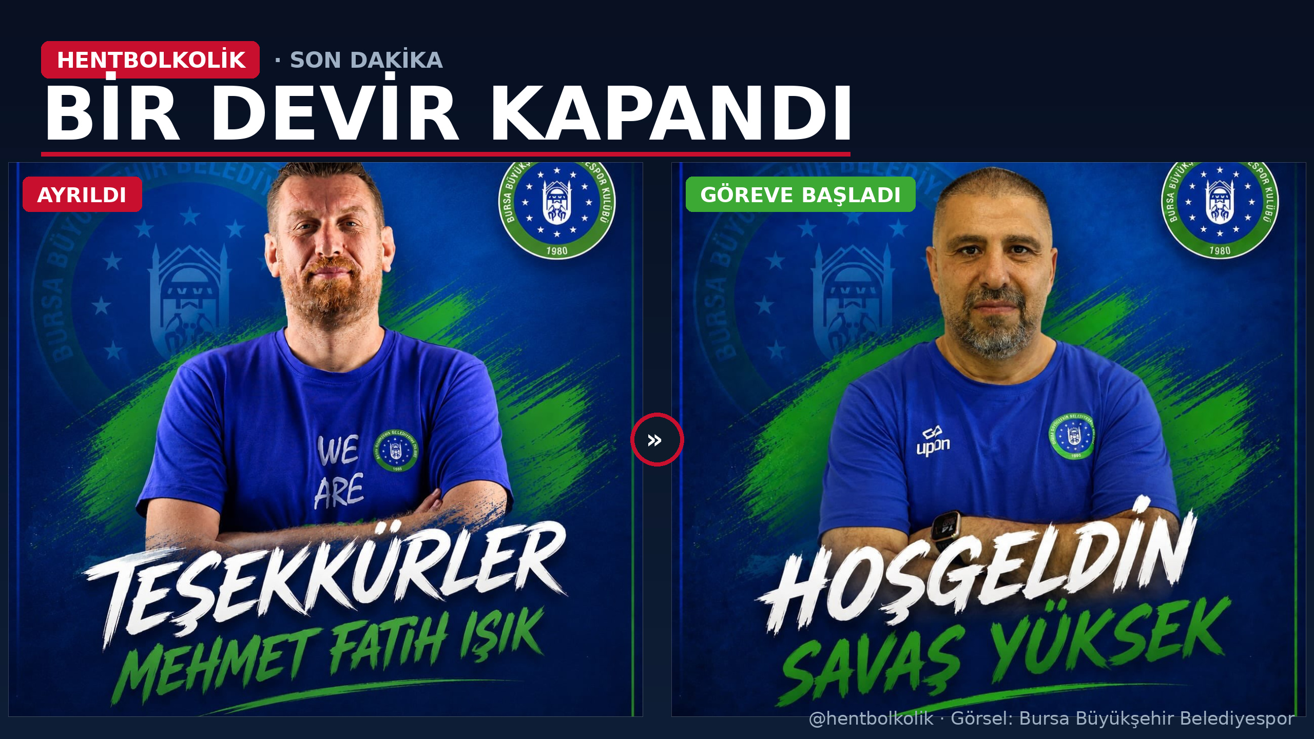 Giden başantrenör Mehmet Fatih Işık, gelen başantrenör Savaş Yüksek
