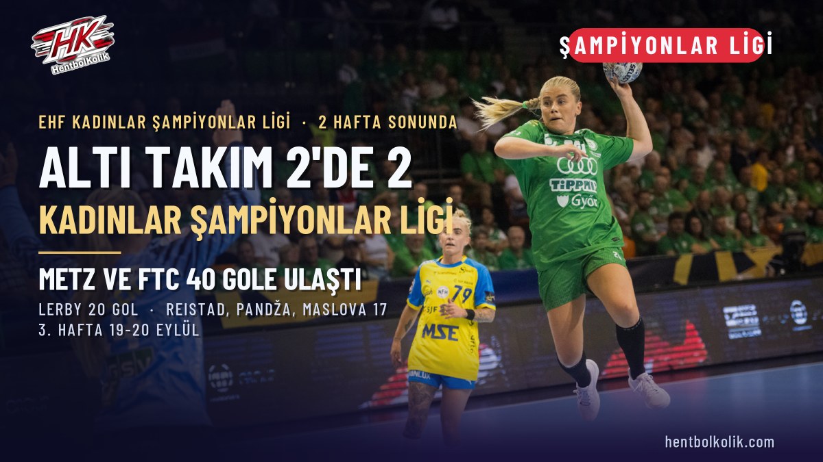 Kadınlar Şampiyonlar Ligi'nde iki hafta: altı takım 2'de 2, Metz ve FTC 40 gole ulaştı, Lerby 20 golle önde