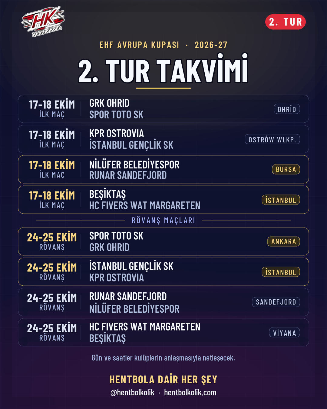2. tur takvimi