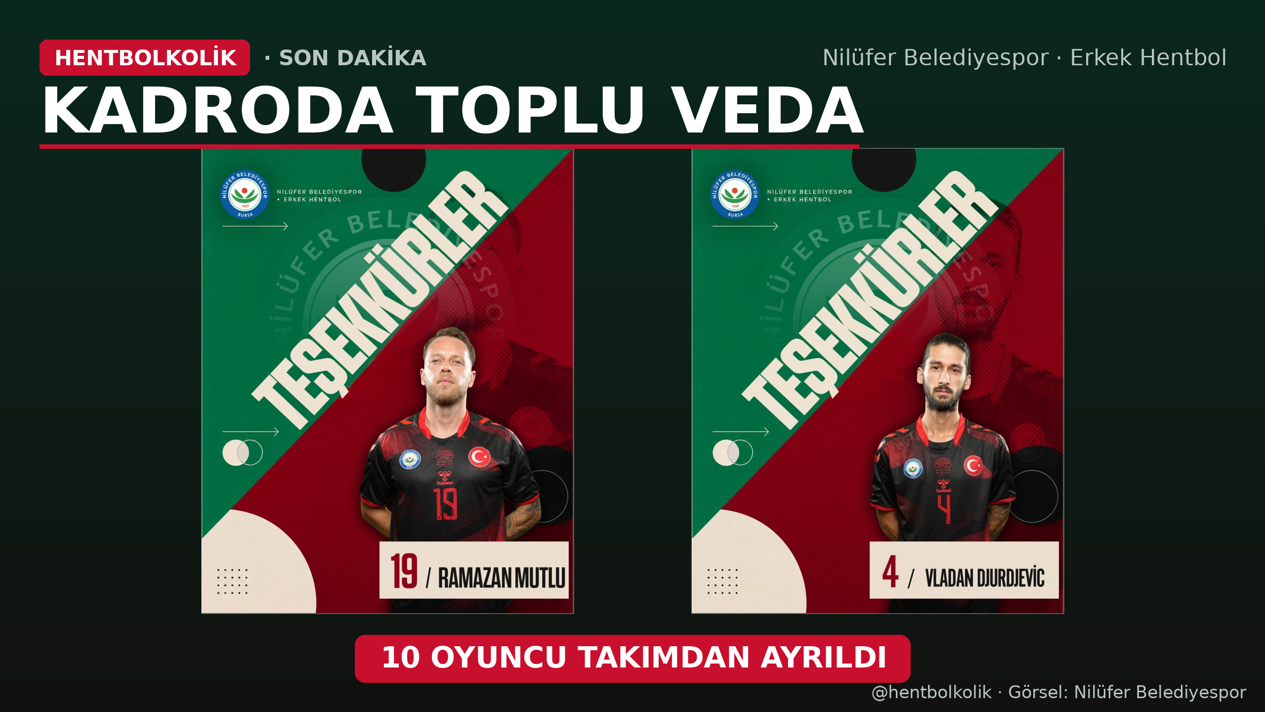 Ramazan Mutlu ve Vladan Djurdjevic başta olmak üzere Nilüfer Belediyespor ile yollarını ayıran 10 oyuncu